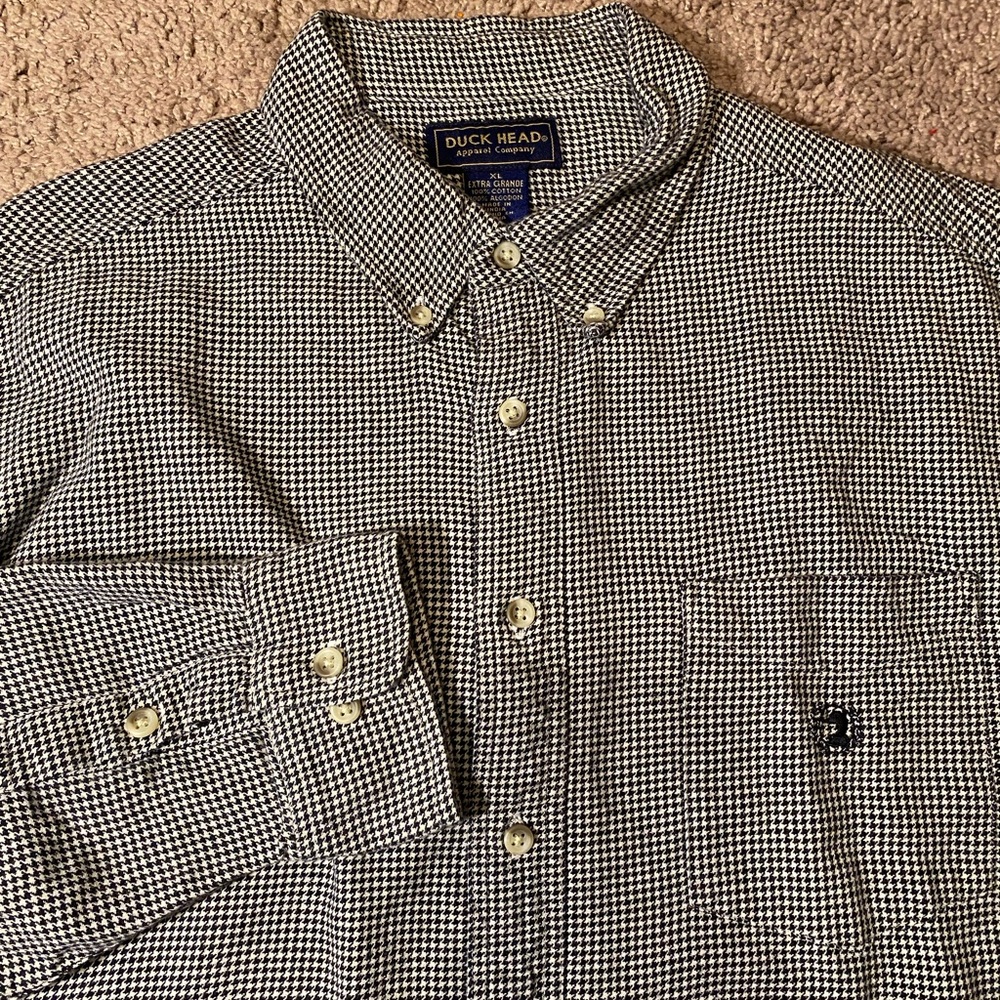 Duck Head Apparel Mens Size XL Alabama Crimson Tide Houndstooth Button Up Down